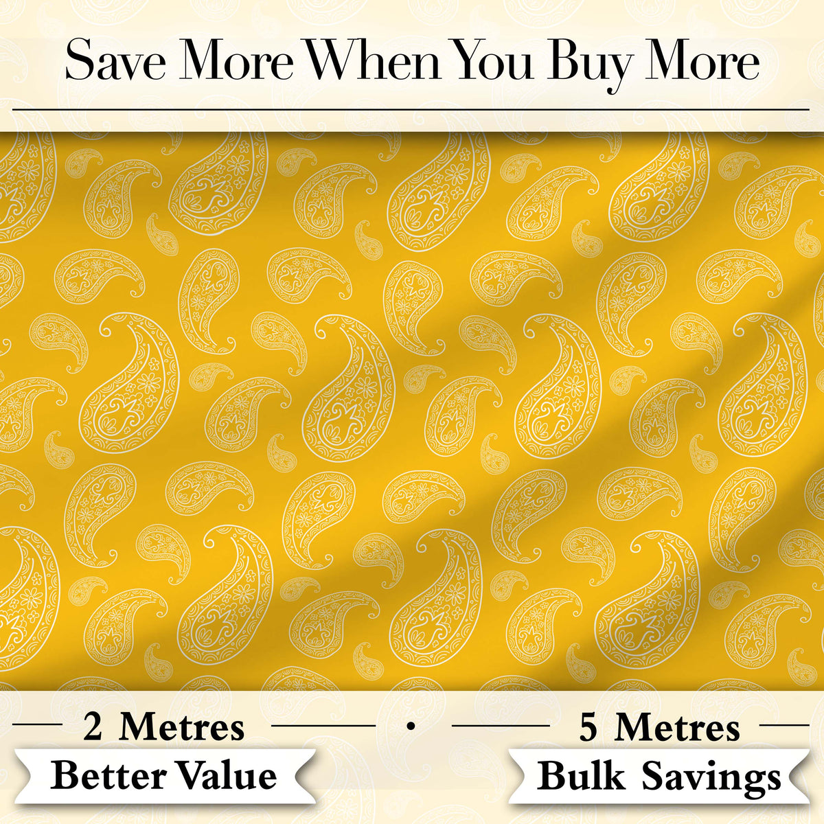 Yellow Paisley Bandana Style Seamless Pattern Ornamental Fabric Digital Print Fabric by the Metre UK Sewing Quilting Textile