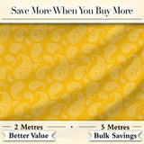 Yellow Paisley Bandana Style Seamless Pattern Ornamental Fabric Digital Print Fabric by the Metre UK Sewing Quilting Textile
