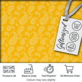 Yellow Paisley Bandana Style Seamless Pattern Ornamental Fabric Digital Print Fabric by the Metre UK Sewing Quilting Textile
