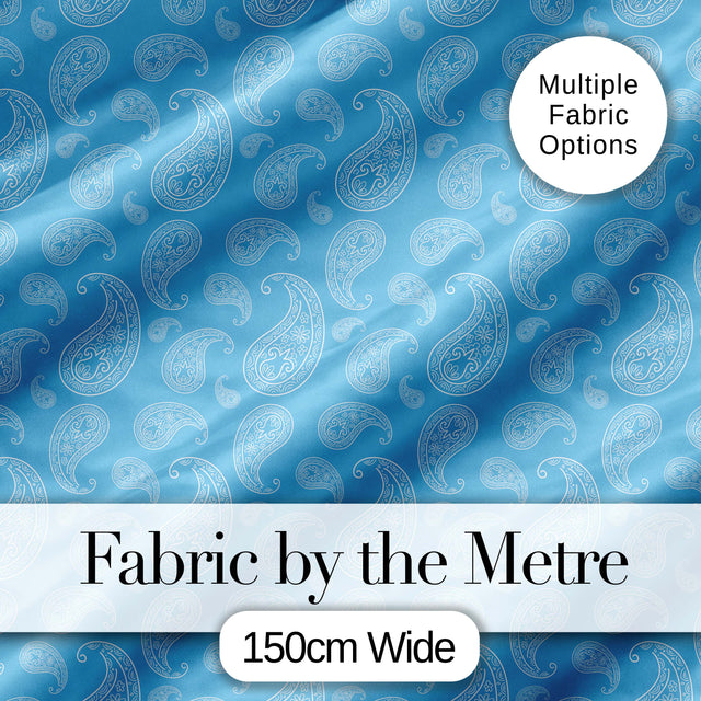 Soft Sky Blue Paisley Decorative Floral Seamless Pattern Fabric Digital Print Fabric by the Metre UK Sewing Quilting Textile