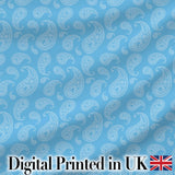 Soft Sky Blue Paisley Decorative Floral Seamless Pattern Fabric Digital Print Fabric by the Metre UK Sewing Quilting Textile