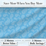 Soft Sky Blue Paisley Decorative Floral Seamless Pattern Fabric Digital Print Fabric by the Metre UK Sewing Quilting Textile