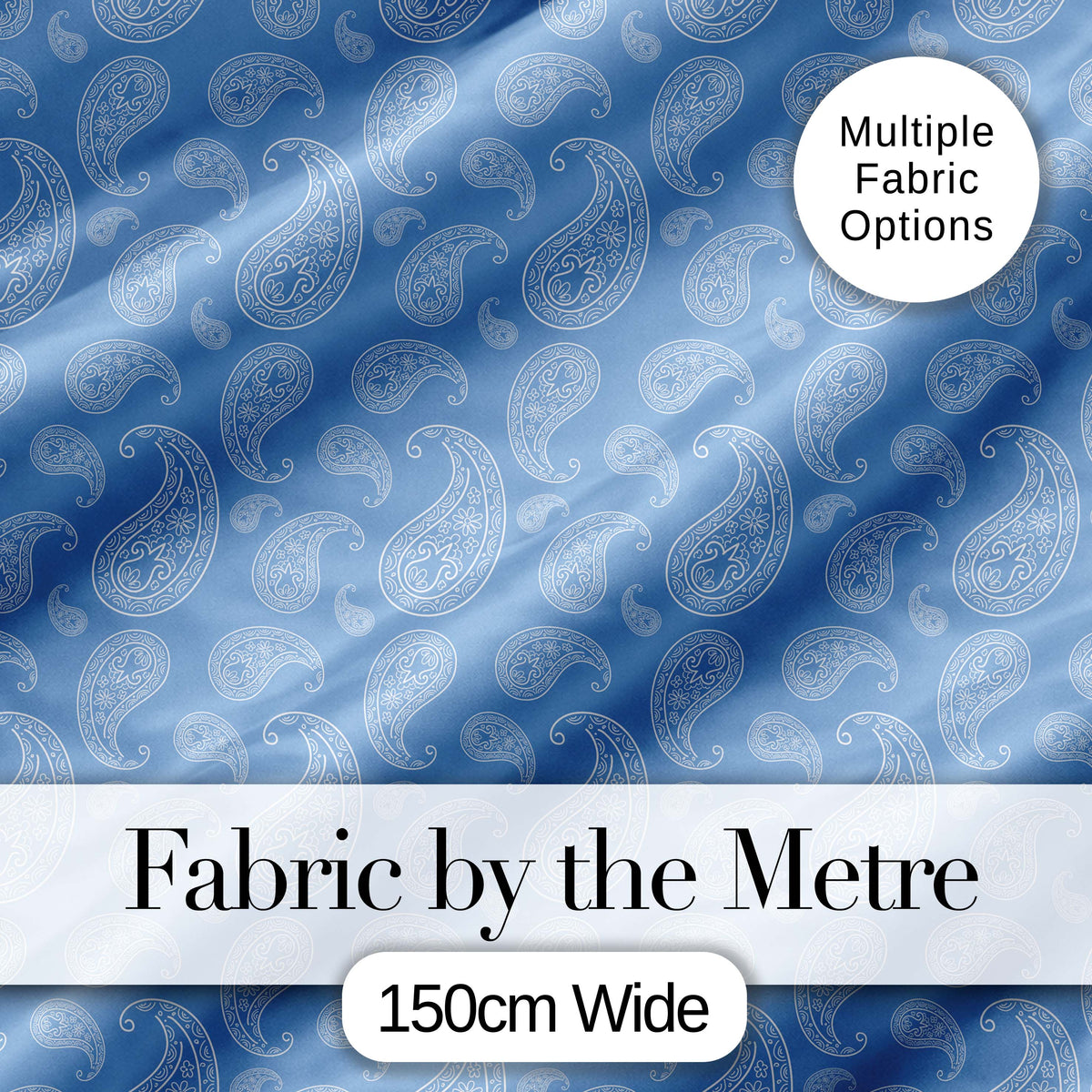 Muted Blue Paisley Vintage Floral Seamless Pattern Textile Fabric Digital Print Fabric by the Metre UK Sewing Quilting Textile