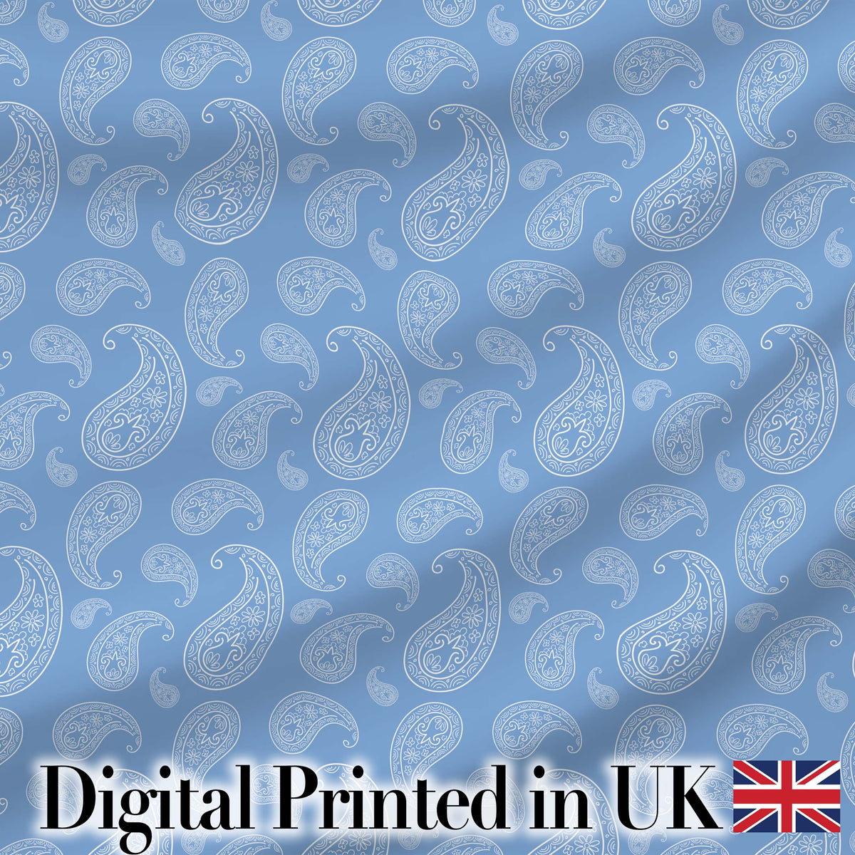 Muted Blue Paisley Vintage Floral Seamless Pattern Textile Fabric Digital Print Fabric by the Metre UK Sewing Quilting Textile