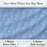 Muted Blue Paisley Vintage Floral Seamless Pattern Textile Fabric Digital Print Fabric by the Metre UK Sewing Quilting Textile