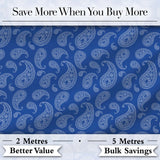 Elegant White Paisley Floral Pattern on Deep Blue Background Seamless Digital Print Fabric by the Metre UK Sewing Quilting Textile