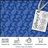Elegant White Paisley Floral Pattern on Deep Blue Background Seamless Digital Print Fabric by the Metre UK Sewing Quilting Textile