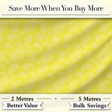 Delicate White Paisley Pattern on Bright Yellow Background Seamless Digital Print Fabric by the Metre UK Sewing Quilting Textile