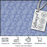 Soft White Paisley Floral Pattern on Muted Blue Background Seamless Digital Print Fabric by the Metre UK Sewing Quilting Textile