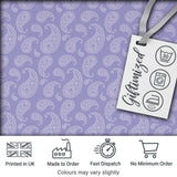 Classic White Paisley Pattern on Light Lavender Background Seamless Digital Print Fabric by the Metre UK Sewing Quilting Textile