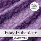 Decorative White Paisley Motif on Soft Lilac Background Seamless Digital Print Fabric by the Metre UK Sewing Quilting Textile