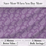 Decorative White Paisley Motif on Soft Lilac Background Seamless Digital Print Fabric by the Metre UK Sewing Quilting Textile