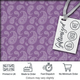 Decorative White Paisley Motif on Soft Lilac Background Seamless Digital Print Fabric by the Metre UK Sewing Quilting Textile