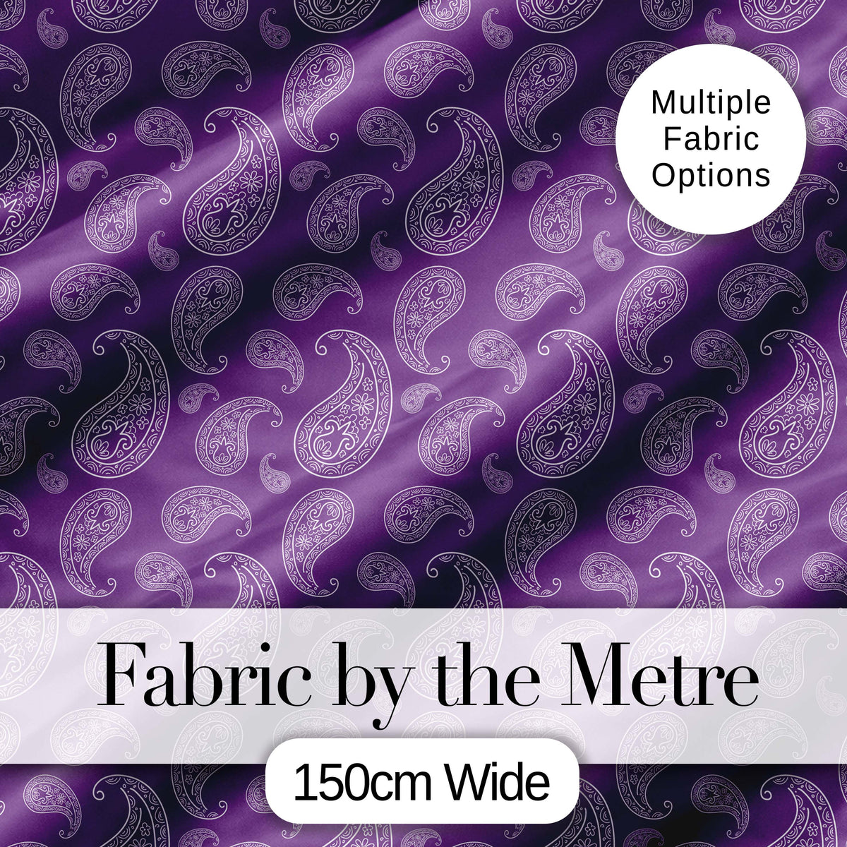 Ornamental White Paisley Pattern on Mauve Purple Background Seamless Digital Print Fabric by the Metre UK Sewing Quilting Textile