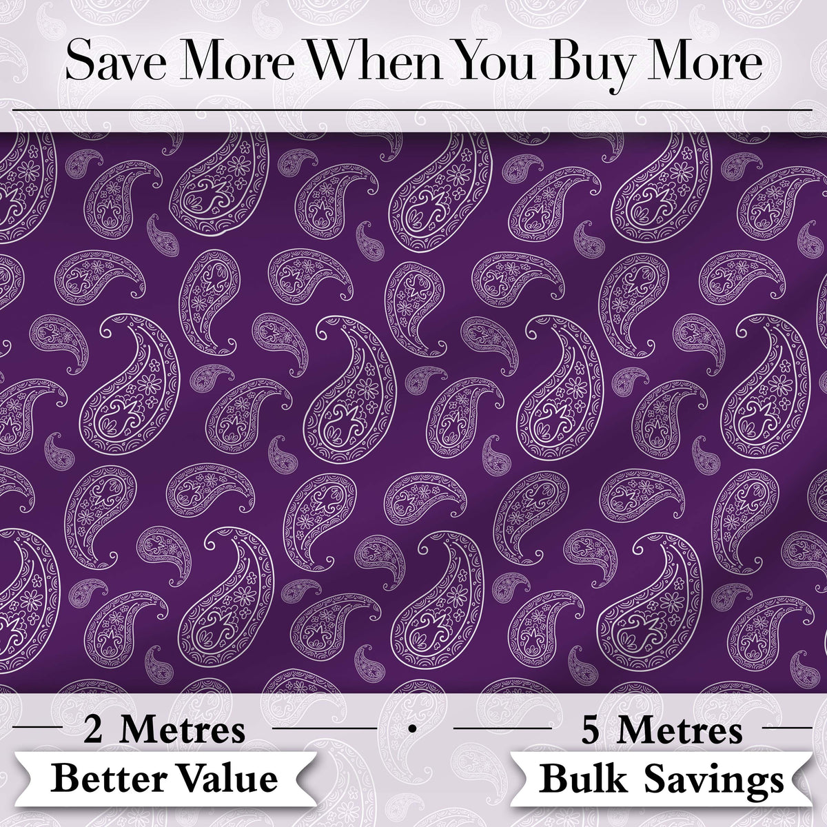 Elegant White Paisley Floral Pattern on Deep Plum Purple Seamless Digital Print Fabric by the Metre UK Sewing Quilting Textile