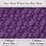 Elegant White Paisley Floral Pattern on Deep Plum Purple Seamless Digital Print Fabric by the Metre UK Sewing Quilting Textile
