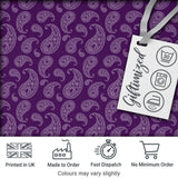 Elegant White Paisley Floral Pattern on Deep Plum Purple Seamless Digital Print Fabric by the Metre UK Sewing Quilting Textile