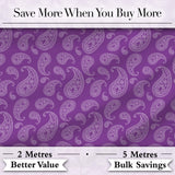 Classic White Paisley Motif on Rich Violet Purple Background Seamless Digital Print Fabric by the Metre UK Sewing Quilting Textile
