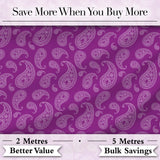 Intricate White Paisley Design on Bold Magenta Purple Background Seamless Digital Print Fabric by the Metre UK Sewing Quilting Textile