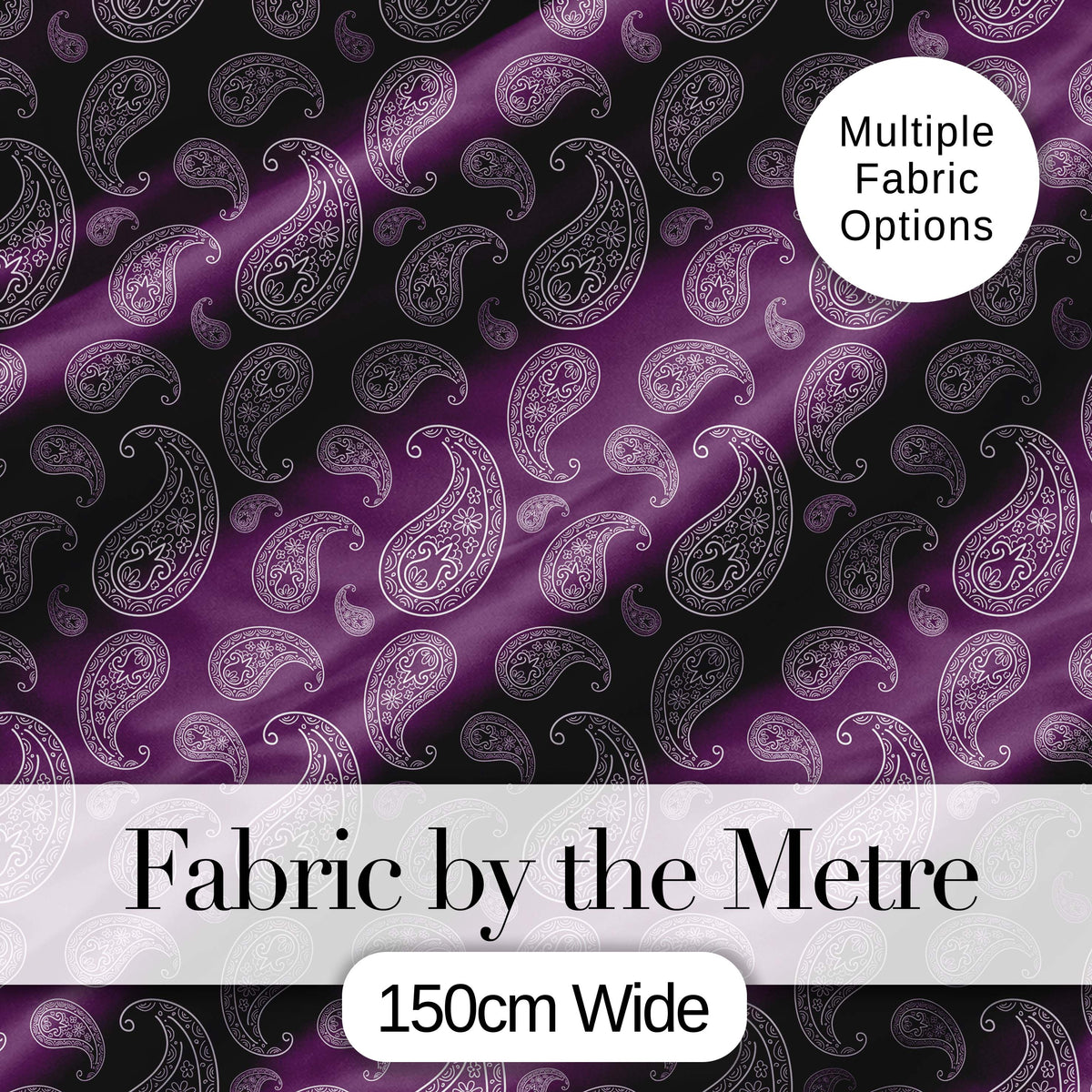 Vintage White Paisley Floral Pattern on Dark Burgundy Purple Seamless Digital Print Fabric by the Metre UK Sewing Quilting Textile