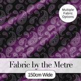 Vintage White Paisley Floral Pattern on Dark Burgundy Purple Seamless Digital Print Fabric by the Metre UK Sewing Quilting Textile
