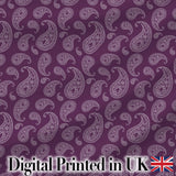 Vintage White Paisley Floral Pattern on Dark Burgundy Purple Seamless Digital Print Fabric by the Metre UK Sewing Quilting Textile