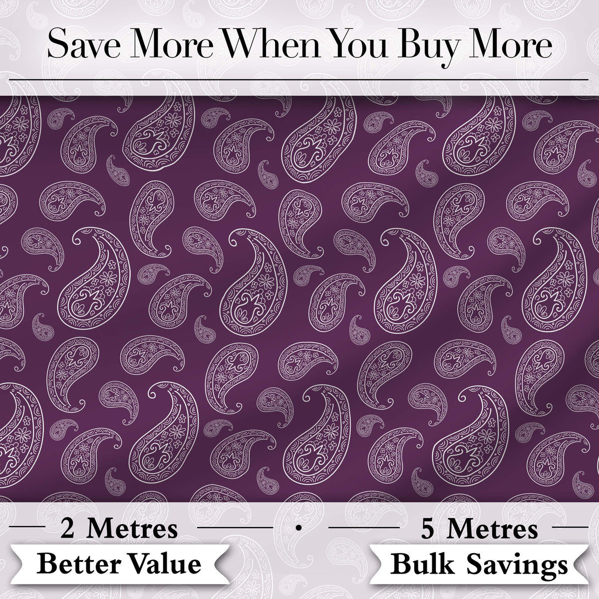 Vintage White Paisley Floral Pattern on Dark Burgundy Purple Seamless Digital Print Fabric by the Metre UK Sewing Quilting Textile