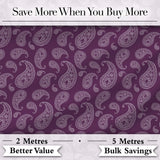 Vintage White Paisley Floral Pattern on Dark Burgundy Purple Seamless Digital Print Fabric by the Metre UK Sewing Quilting Textile