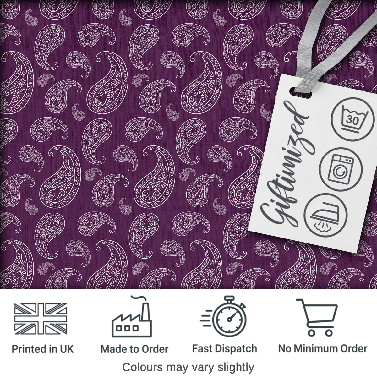Vintage White Paisley Floral Pattern on Dark Burgundy Purple Seamless Digital Print Fabric by the Metre UK Sewing Quilting Textile