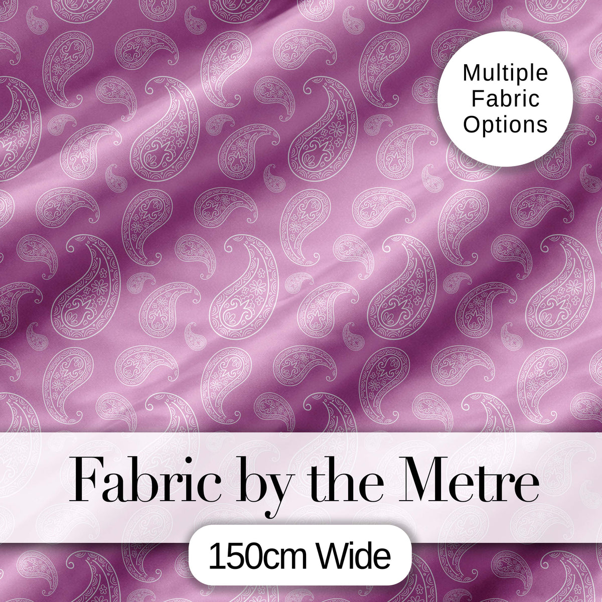 Stylish White Paisley Motif on Blush Pink Gradient Background Seamless Digital Print Fabric by the Metre UK Sewing Quilting Textile