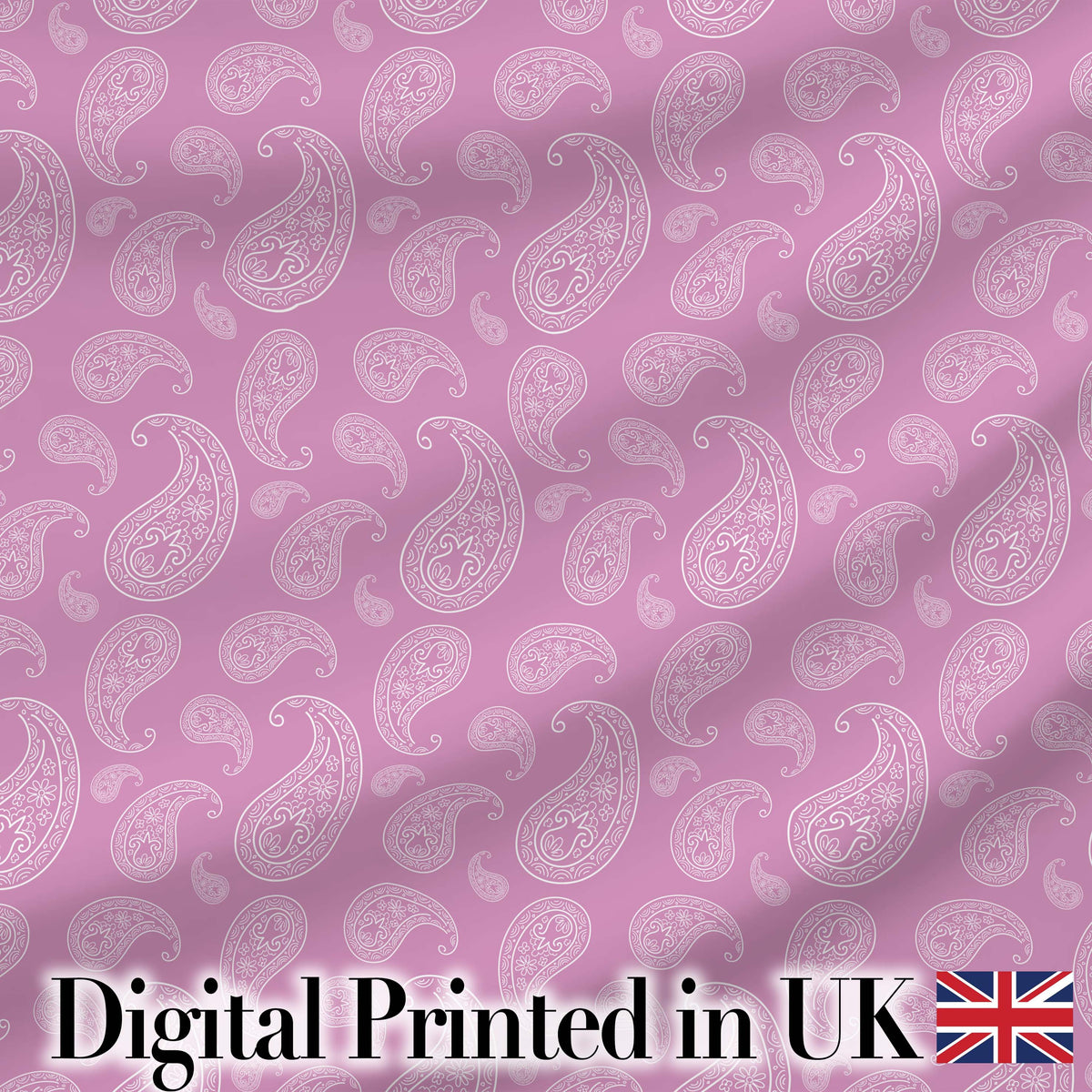 Stylish White Paisley Motif on Blush Pink Gradient Background Seamless Digital Print Fabric by the Metre UK Sewing Quilting Textile