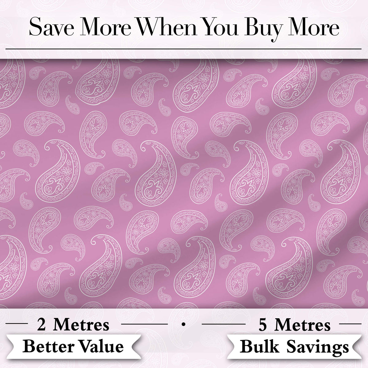 Stylish White Paisley Motif on Blush Pink Gradient Background Seamless Digital Print Fabric by the Metre UK Sewing Quilting Textile