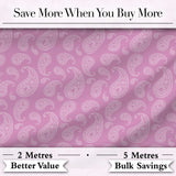 Stylish White Paisley Motif on Blush Pink Gradient Background Seamless Digital Print Fabric by the Metre UK Sewing Quilting Textile