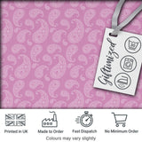 Stylish White Paisley Motif on Blush Pink Gradient Background Seamless Digital Print Fabric by the Metre UK Sewing Quilting Textile
