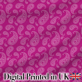 Classic White Paisley Design on Vibrant Fuchsia Pink Background Seamless Digital Print Fabric by the Metre UK Sewing Quilting Textile
