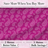 Classic White Paisley Design on Vibrant Fuchsia Pink Background Seamless Digital Print Fabric by the Metre UK Sewing Quilting Textile