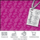 Classic White Paisley Design on Vibrant Fuchsia Pink Background Seamless Digital Print Fabric by the Metre UK Sewing Quilting Textile