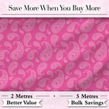 Elegant White Paisley Pattern on Bright Pink Gradient Seamless Digital Print Fabric by the Metre UK Sewing Quilting Textile