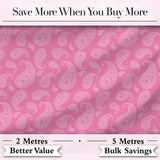 Soft White Paisley Floral Design on Blush Pink Background Seamless Digital Print Fabric by the Metre UK Sewing Quilting Textile