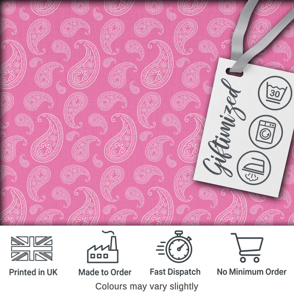 Soft White Paisley Floral Design on Blush Pink Background Seamless Digital Print Fabric by the Metre UK Sewing Quilting Textile