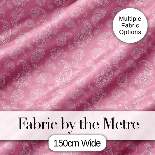 Vintage White Paisley Floral Pattern on Pale Pink Gradient Seamless Digital Print Fabric by the Metre UK Sewing Quilting Textile