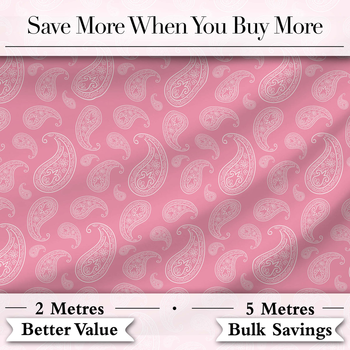 Vintage White Paisley Floral Pattern on Pale Pink Gradient Seamless Digital Print Fabric by the Metre UK Sewing Quilting Textile