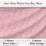 Ornate White Paisley Motif on Soft Peach Pink Background Seamless Digital Print Fabric by the Metre UK Sewing Quilting Textile