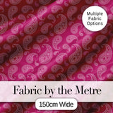 Elegant White Paisley Design on Deep Burgundy Red Background Seamless Digital Print Fabric by the Metre UK Sewing Quilting Textile