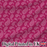 Elegant White Paisley Design on Deep Burgundy Red Background Seamless Digital Print Fabric by the Metre UK Sewing Quilting Textile