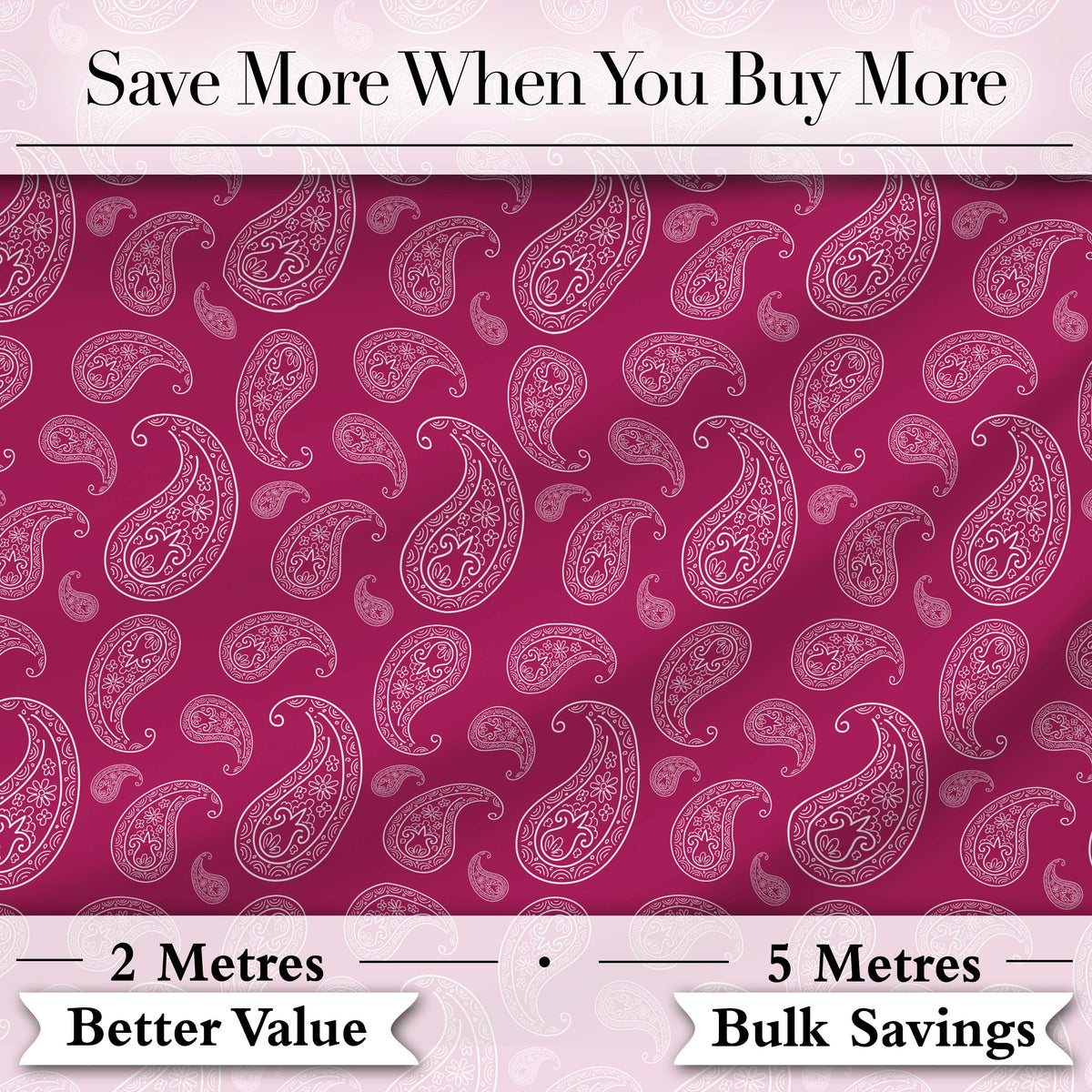 Elegant White Paisley Design on Deep Burgundy Red Background Seamless Digital Print Fabric by the Metre UK Sewing Quilting Textile