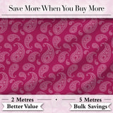 Elegant White Paisley Design on Deep Burgundy Red Background Seamless Digital Print Fabric by the Metre UK Sewing Quilting Textile