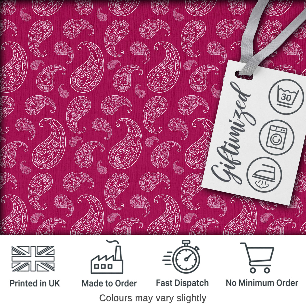 Elegant White Paisley Design on Deep Burgundy Red Background Seamless Digital Print Fabric by the Metre UK Sewing Quilting Textile