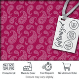 Elegant White Paisley Design on Deep Burgundy Red Background Seamless Digital Print Fabric by the Metre UK Sewing Quilting Textile