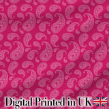 Stylish White Paisley Pattern on Rich Magenta Pink Gradient Seamless Digital Print Fabric by the Metre UK Sewing Quilting Textile